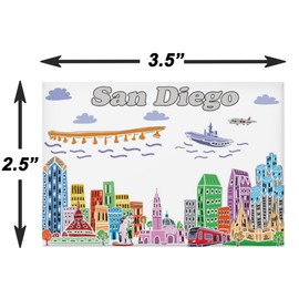 City Themed Artwork Magnet Collection by Beary Blu - Designed in The USA, Collectible Souvenirs Gifts 2.5" x 3.5" (San Diego)