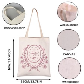 Jesus Gift Marian Catholic Inspired Gift Immaculate heart of Mary Reusable Grocery Tote Bag (O MARY tote CA)