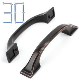 KOOFIZO 30-Pack Square Foot Craftsman Cabinet Bow Pull - Oil Rubbed Bronze Furniture Handle, 3.8 Inch/96mm Screw Spacing for Kitchen Cupboard Door, Bedroom Dresser Drawer, Bathroom Wardrobe Hardware