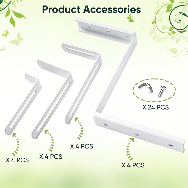 VIVIKEN Adjustable Planter Box Bracket, Flower Box Holder Brackets for
