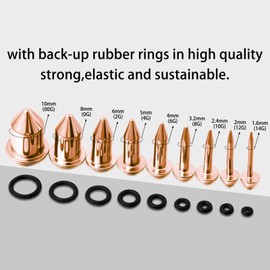 Longbeauty 9 Pairs of Piercing Ear Plugs Stretching Kit Stainless Steel Punk Ear Tunnel Single Flare Gauges with O-Rings 14G - 00G for Men and Women, Stainless Steel