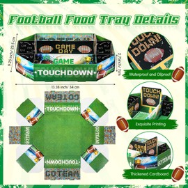 Tiangrid Tiangrid 3 Pcs Football Party Supplies Kit, Large Tailgate Football Paper Food Tray Disposable Snack Stadium Serving Trays Birthday Tailgate Football Sports Game Party Decorations and Favors (Classic)