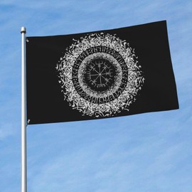 3x2ft Viking Compass Rune Flag for House Lawn Hanging Decoration Yard Banner Holiday Welcome Flags with 2 Metal Grommets Indoor Outdoor