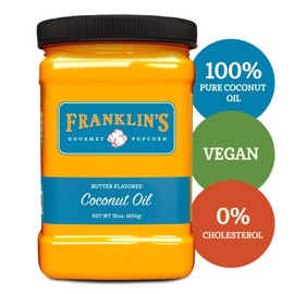 Franklin’s Gourmet Popcorn Butter Flavored Coconut Oil - 30 oz- Zero Trans Fat - Vegan & Gluten Free Movie Theater Popcorn Butter Oil