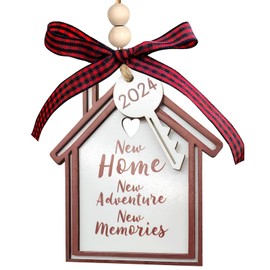 House Warming Gifts For New Home, 3D Wooden Christmas Decorations New Home New Adventure New Memories Housewarming Present Keepsake Ornament 2024 For New Homeowner, Newly Couples, Moving House Gif