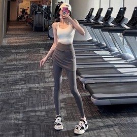 Women's Stylish Yoga Pants with Adjustable Drawstring - Umbrella Style Faux S/Dark Gray 5ea