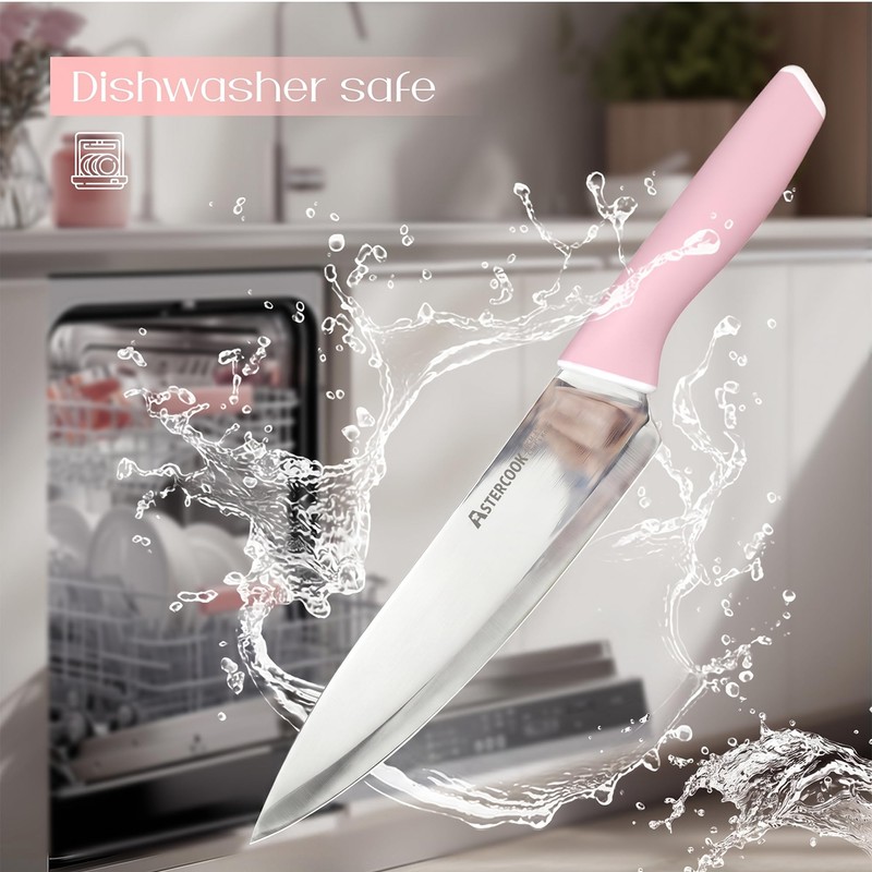 Astercook Knife Set, Kitchen Knives Set with Block and Sharpener