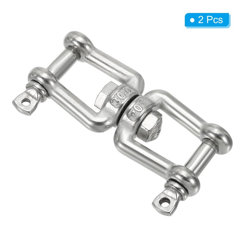 PATIKIL 2pcs Double Shackle Swivel Hook M6 Load Capacity 300kg/66lbs