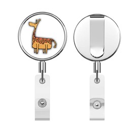 Giraffe Toy Round ID Badge Key Card Tag Holder Badge Retractable Reel Badge Holder with Belt Clip