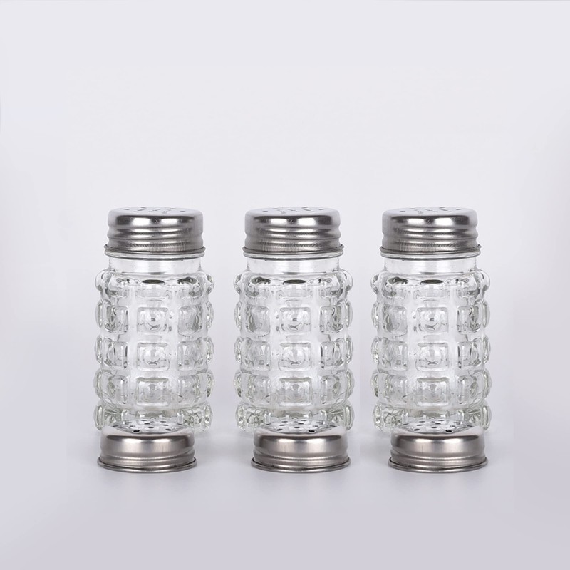 Retro Style Salt and Pepper Shakers with Stainless Tops (2)