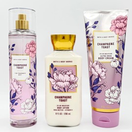 Champagne Toast 3-Piece Bath & Body Bundle | Fine Fragrance Mist, Body Lotion and Ultra Shea Body Cream