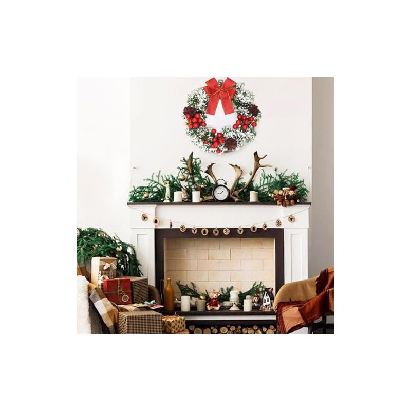 masoe Corona de Navidad para Puerta，Guirnalda Navidad, Corona de Navidad,