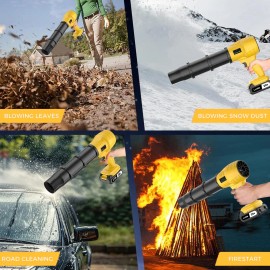 20V Cordless Turbo Blower Small Powerful Electric Air Blower Leaf Blower with Battery Powercolor: Yellow -2 * Battery, Power: 550 W, Voltage: 20 V