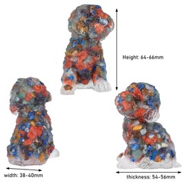 mookaitedecor 6.5cm Mixed Stones Crystal Sitting Dog Figurine Ornament for Home, Healing Crystal Puppy Gift for Dog Lover, Resin Animal Stone Dog Statue Good Luck Desk Decoration & Cute Room Decor