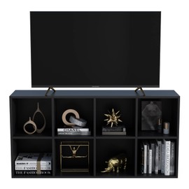 OSCHF 8-Cube Storage Shelf Bookcase - Wooden 4-Tier Floor Standing Open Bookshelf, Modern TV Stand up to 55 Inchs for Home and Office, Black