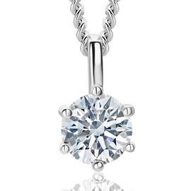 Orovi Moissanite Necklace for Women 18K White Gold Plated 925 Sterling Silver 0.5ct Pendant for Women