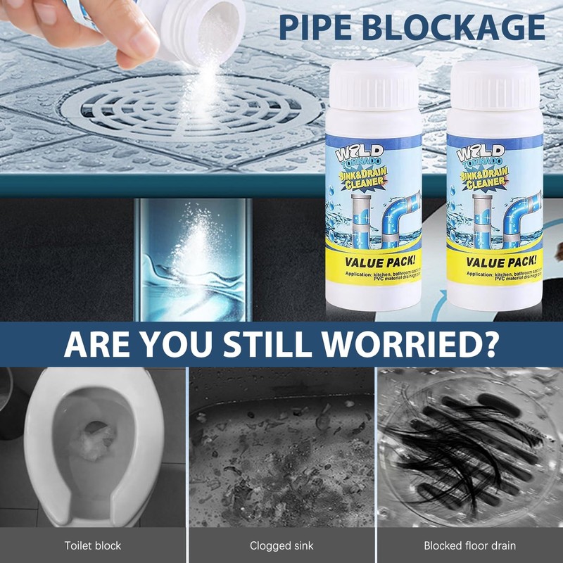 2pc Wild Tornado Pipe Dredge,Powerful Sink Cleaner for Kitchen Toilet