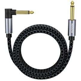 NUOSIYA Guitar Instrument Audio Cable 6ft Amp Cable Guitar Cord Compatible with Electric Guitar, Bass, Mixers, Acoustic, Straight to Right Angle 1/4 inch Cable for Guitar Beginner