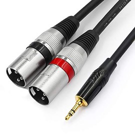 TISINO 3.5mm to Dual XLR Stereo Cable 1/8 inch Mini Jack to 2 XLR Male Y Splitter Adapter Cord- 6.6 FT