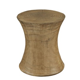 Ball & Cast Faux Wood Stump End Table MgO Concrete Side Table Hourglass Shape Stool, Natural