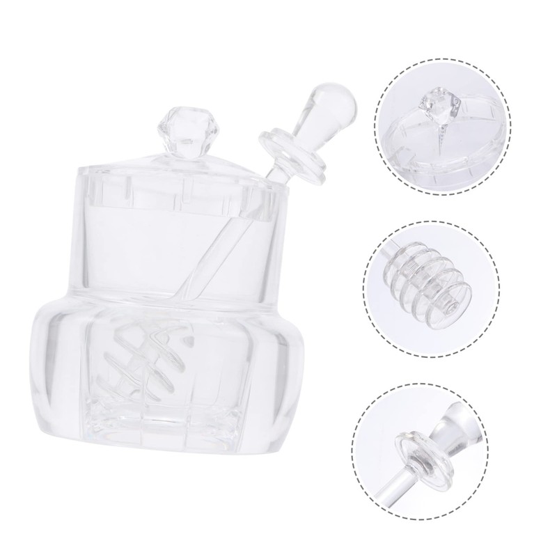 SHOWERORO 1set Acrylic Honey Pot Lid and Dipper Convenient Syrup