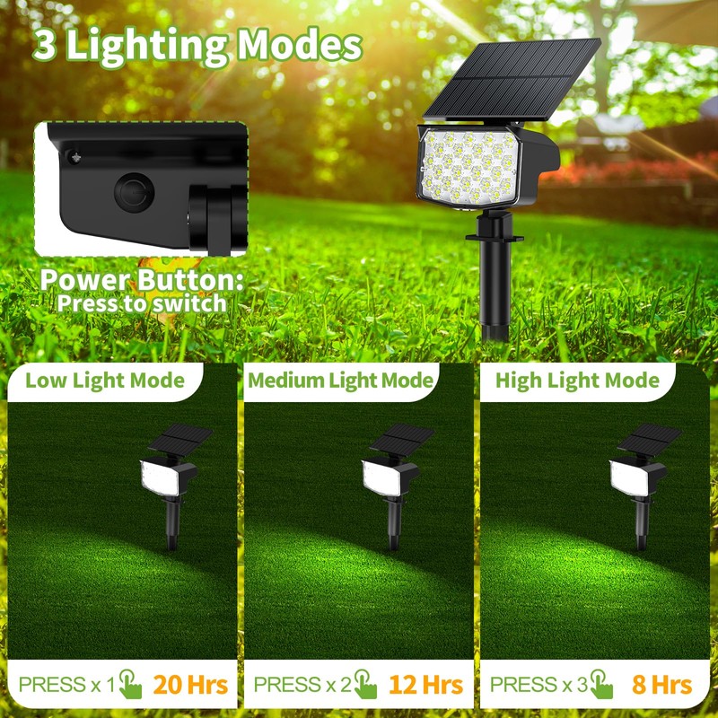 MinPea Solar Spot Lights Outdoor, [27 LED/2 Pack] Adjustable Solar