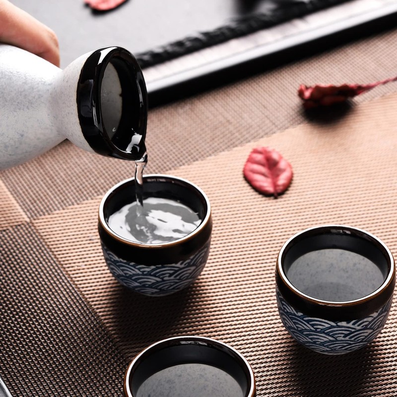 Sake Set Ceramic Japanese Sake Set of 7 include 1