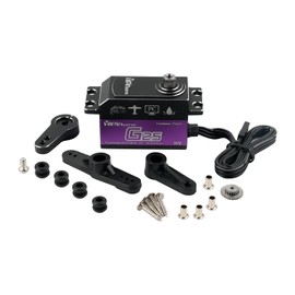 RCmall 25KG Low Profile High Torque Steering Servo Coreless Motor Steel Gear RC Servo 7.4V HV IP67 Waterproof 180/270° Angle Adjustable 1/10 1/12 for RC Car Crawler, Truck, Robotic (180 Degree)