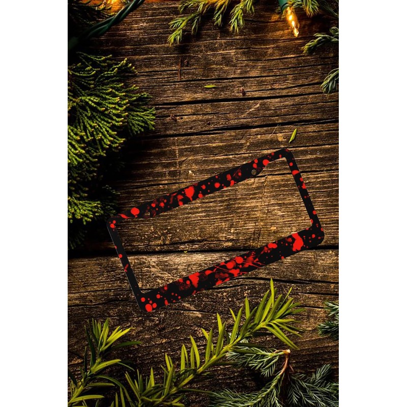 Blood Splattered Red Black License Plate Frames - 2 Pcs