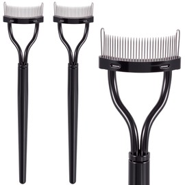 Alpinleux 2 Pcs Metal Eyelash Separator Tool, Eyelash Comb Separator, Mascara Applicator, Lash Separator Tool for Defined Lashes, Brows (Black)