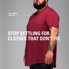 STRONGSIZE V-Neck T-Shirts for Men – Big and Tall Mens Stretch T Shirt Longer Length 2-Pack Dark Green/Dark Red 8XL