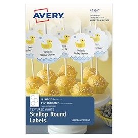 Avery Textured White Scallop Round Labels, 1-7/8 Inch Diameter, Pack of 18 Labels (41554)