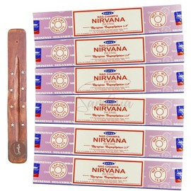 Satya Nag Champa Nirvana Incense Sticks | x6 pack | with SAMASIA incense sticks holder | Used for Aromatherapy, Spa, Yoga, Weddings, Meditation, Healing, Positivity and Relaxation