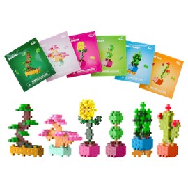PLUS PLUS Playful Plant Packets, 3D Puzzle Building Block Set, 300 Mini Interlocking Pieces, Fun Activies for Kids - 6 Pack