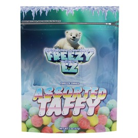 Premium Freeze Dried Candy, Crunchy and Crispy Taffy, Unique Assorted Taffy Flavors - 2 oz Resealable bag- by Freezy EZ (Pack of 3)