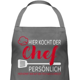 Shirtracer - Apron - Cooking Apron - Men's 1 - Hier kocht der Chef persönlich I Gift Men Funny Kitchen I Chef I Hobby Chef, 2 anthracite