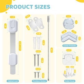 4our Kiddies 56 Pack Baby Proofing Kit, 6 Child Proof Cabinet Locks, 32 Outlet Covers, 6 Anti-Tip Furniture Anchors and 12 Corner Protectors, Child Safety Essentials to Protect Kids at Home