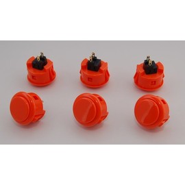 6 pc Set of Sanwa OBSF-30-VER Vermillion Push Buttons