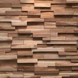 Wall!Supply 3D Wall Panels – Reclaimed Modern Asian Teak Wood – Home Decor Wallpaper Alternative for Living Room, Bedroom & Office – Easy DIY Installation – 10 Pack, Covers 9.6 Sq Ft