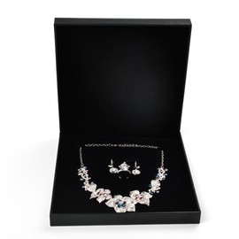 Papten Black Jewelry Set Box for Ring Necklace Earrings,Ring/Earrings/Big necklace Gift Case Wedding Jewelry Storage Holder Gift Box