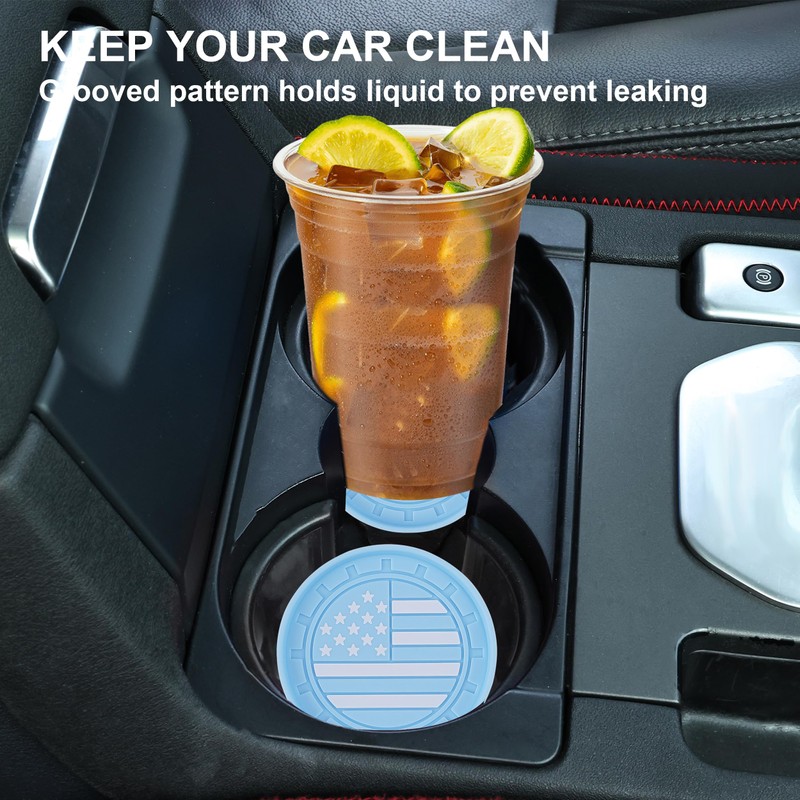 Amooca Car Cup Coaster 4 Pack US Flag Universal Non-Slip