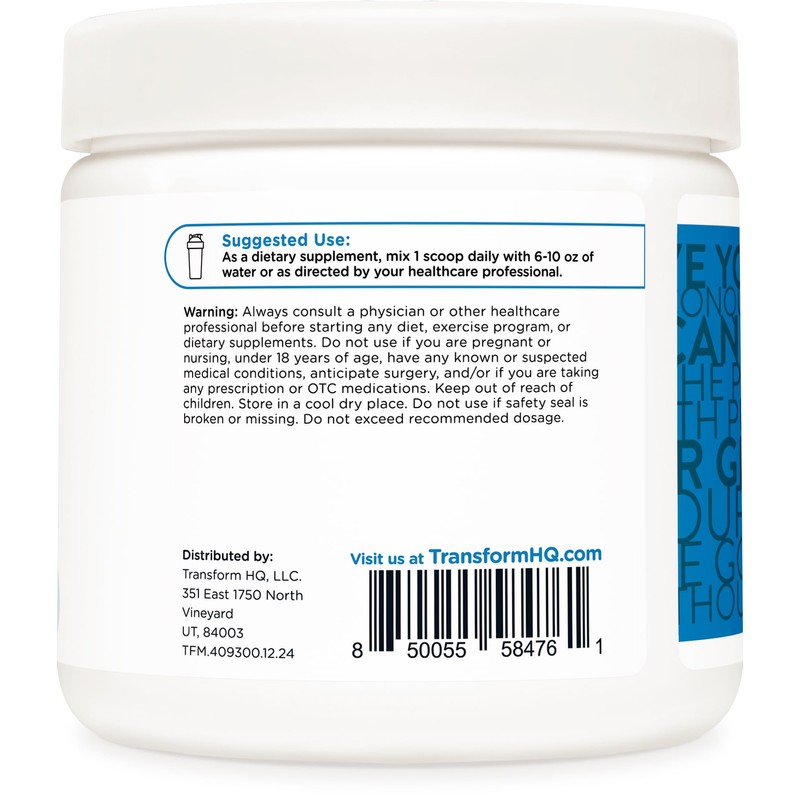 TransformHQ Healthy Aging Longevity Creatine Powder (28 Servings) Unflavored -
