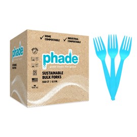phade 100% Compostable Forks – BPI Certified Sustainable PHA Flatware, 550 Unwrapped Bulk Count, 6.5 Inch Eco-Friendly Disposable Utensils for Home, Catering, Events – Made in USA
