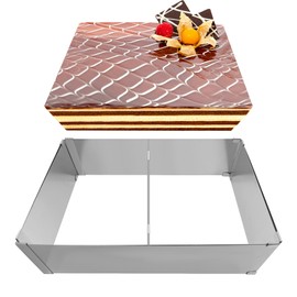 Dazkzooy Rectangular Adjustable Baking Mould with 8 cm Height, High-Quality Stainless Steel Baking Frame for Layered Cakes and Cakes, Baking Mould Set for Baking Lovers