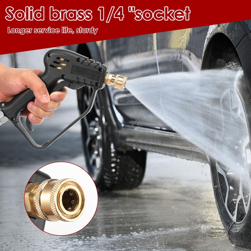1 Set Short Pressure Washer Tool with Swivel 3/8inch Inlet