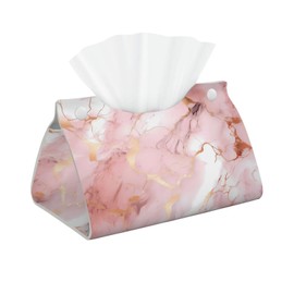 DXTKWL Tissue Box Cover Pink Rose Gold Marble Print Rectangle PU Leather Tissue Box Holder for Car Bathroom Bedroom Desk Tabletop Decor
