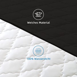 mafudoxi Waterproof Mattress Protector 140 x 200 cm, Breathable Mattress Topper, Microfibre Mattress Cover, Waterproof Mattress Protector, Incontinence Underlay, Washable, Black