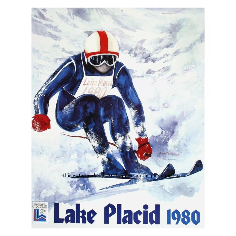 8x10 1980 Lake Placid Olympic Games Poster PHOTO Skiing Sign