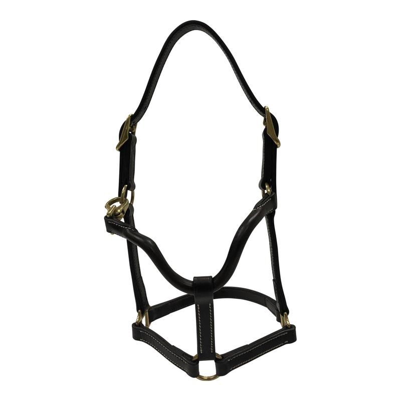 Huntley Equestrian Fancy Stitched Adjustable Premium Leather Pony Halter with