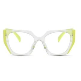 AOOLIA Cat Eye Reading Glasses for Women Vintage Dual-color Full Rim Multicolor Blue Light Blocking Reader Eyeglasses (Yellow, 2, x)